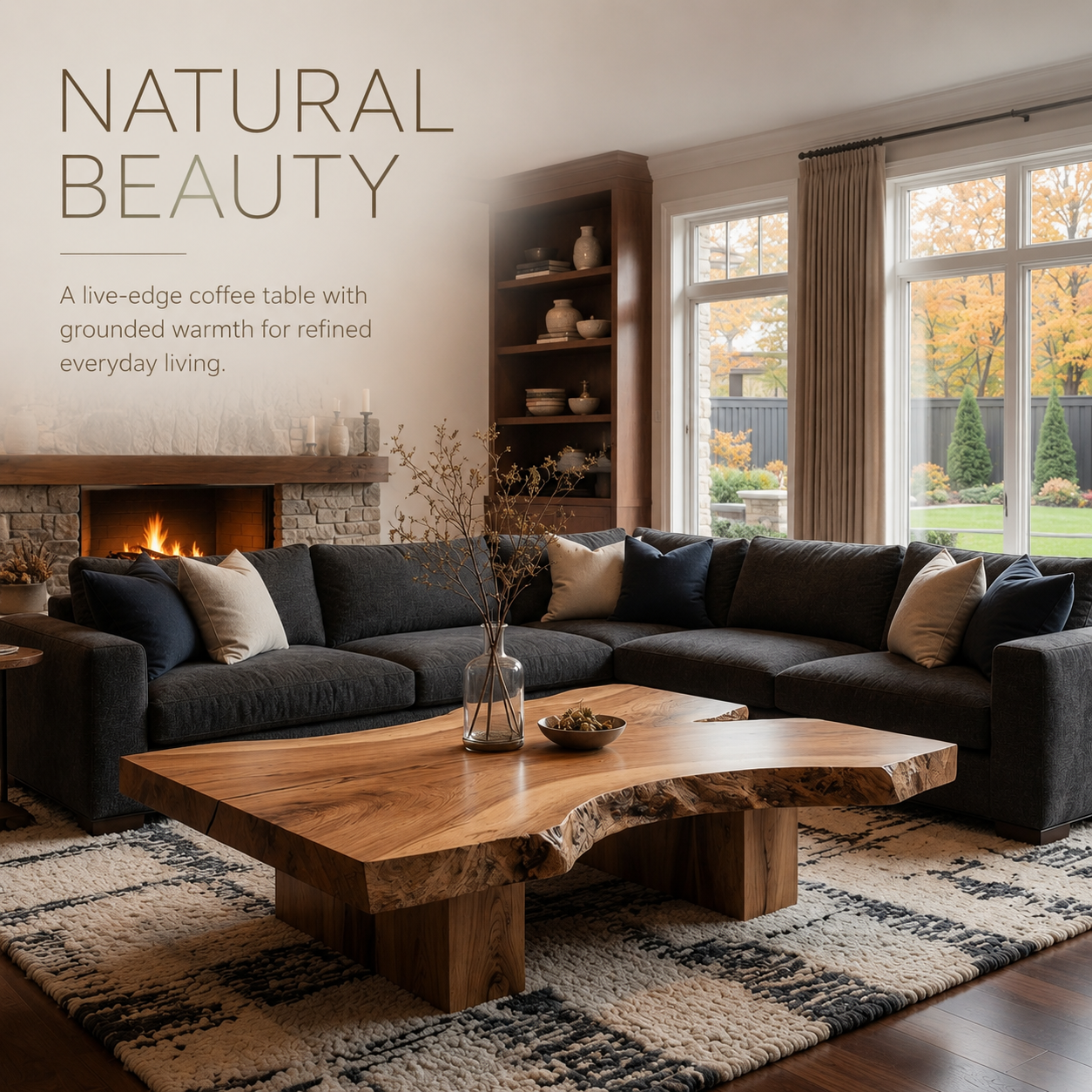 How to Style a Sculptural Coffee Table in a Warm Modern Living Room