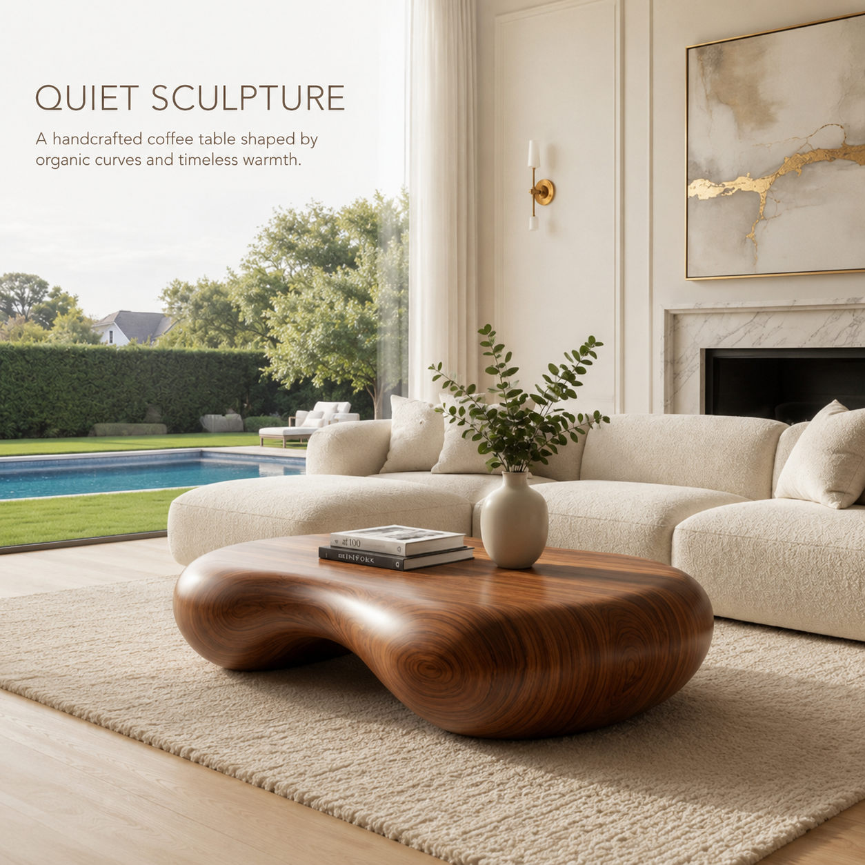 Vela Rounded Wood Coffee Table - view 3