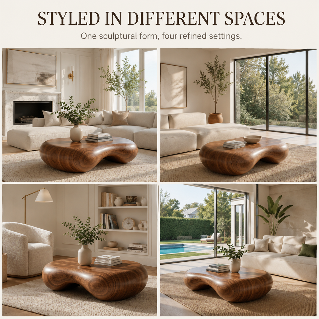 Vela Rounded Wood Coffee Table - view 4