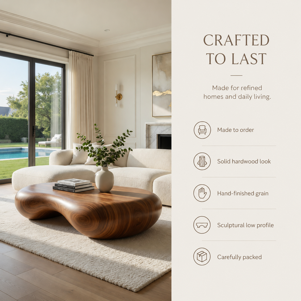 Vela Rounded Wood Coffee Table - view 6