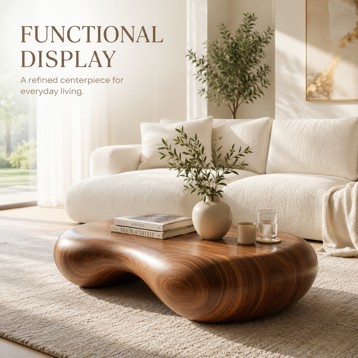 Vela Rounded Wood Coffee Table - view 7