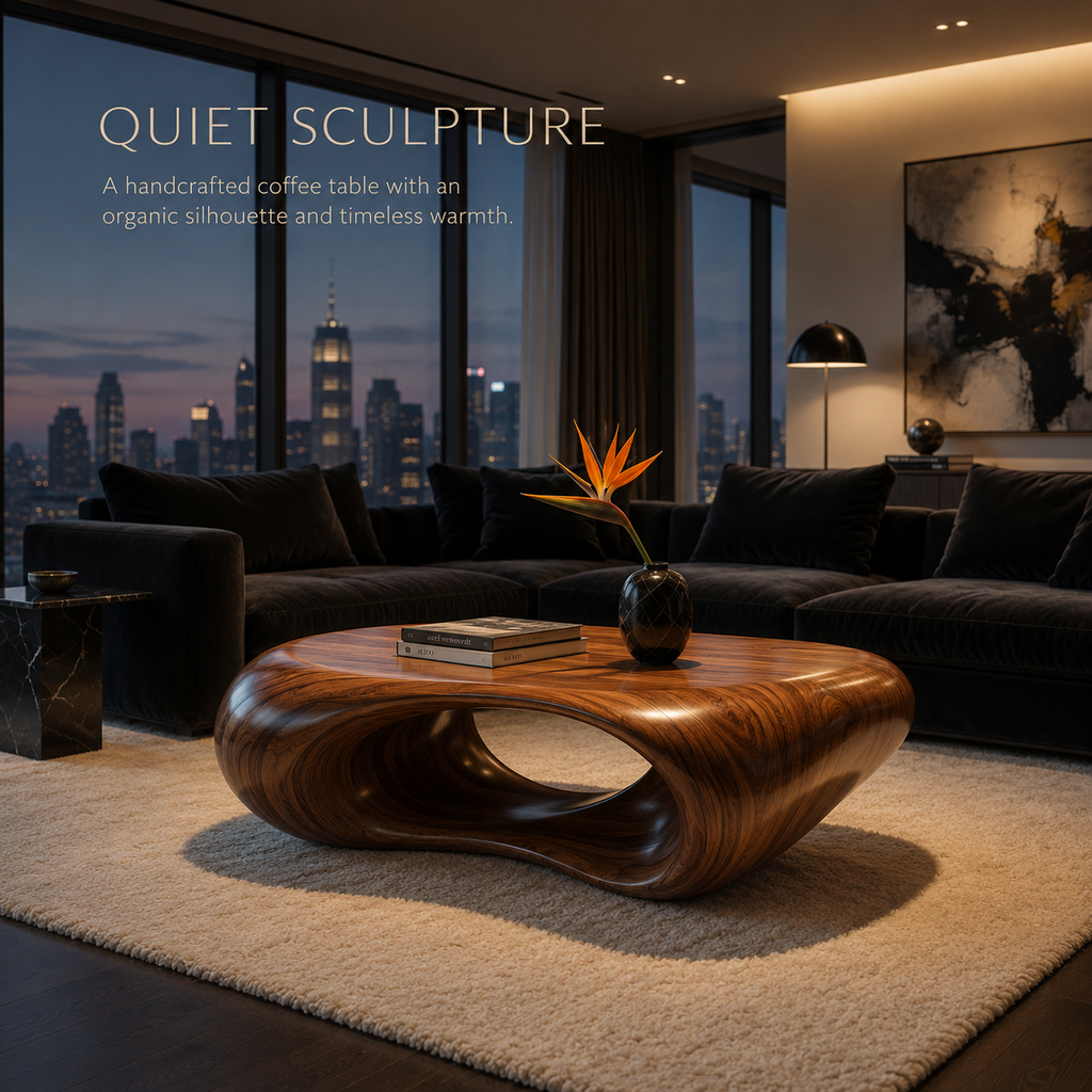 Tavian Smooth Wood Coffee Table - Dimensions
