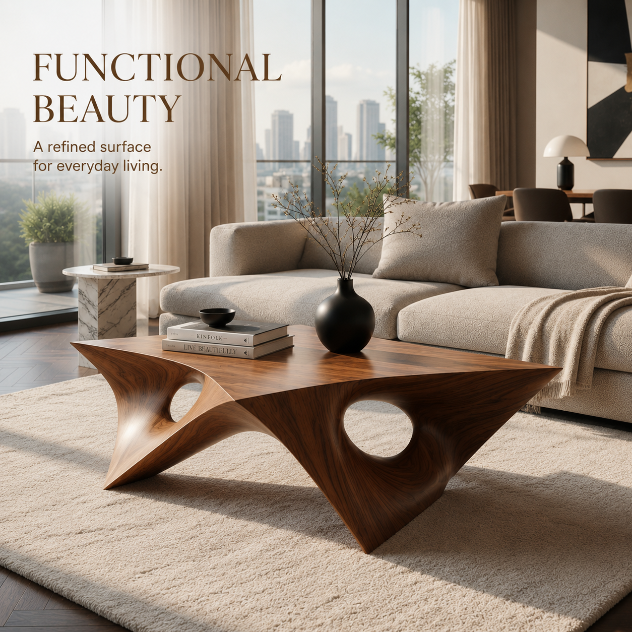 Sable Rounded Gallery Coffee Table - view 9