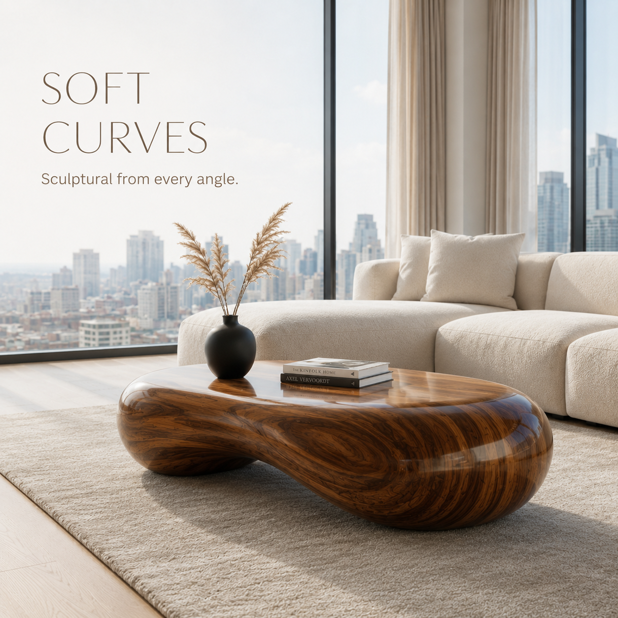 Oriel Pebble Wood Coffee Table - view 3