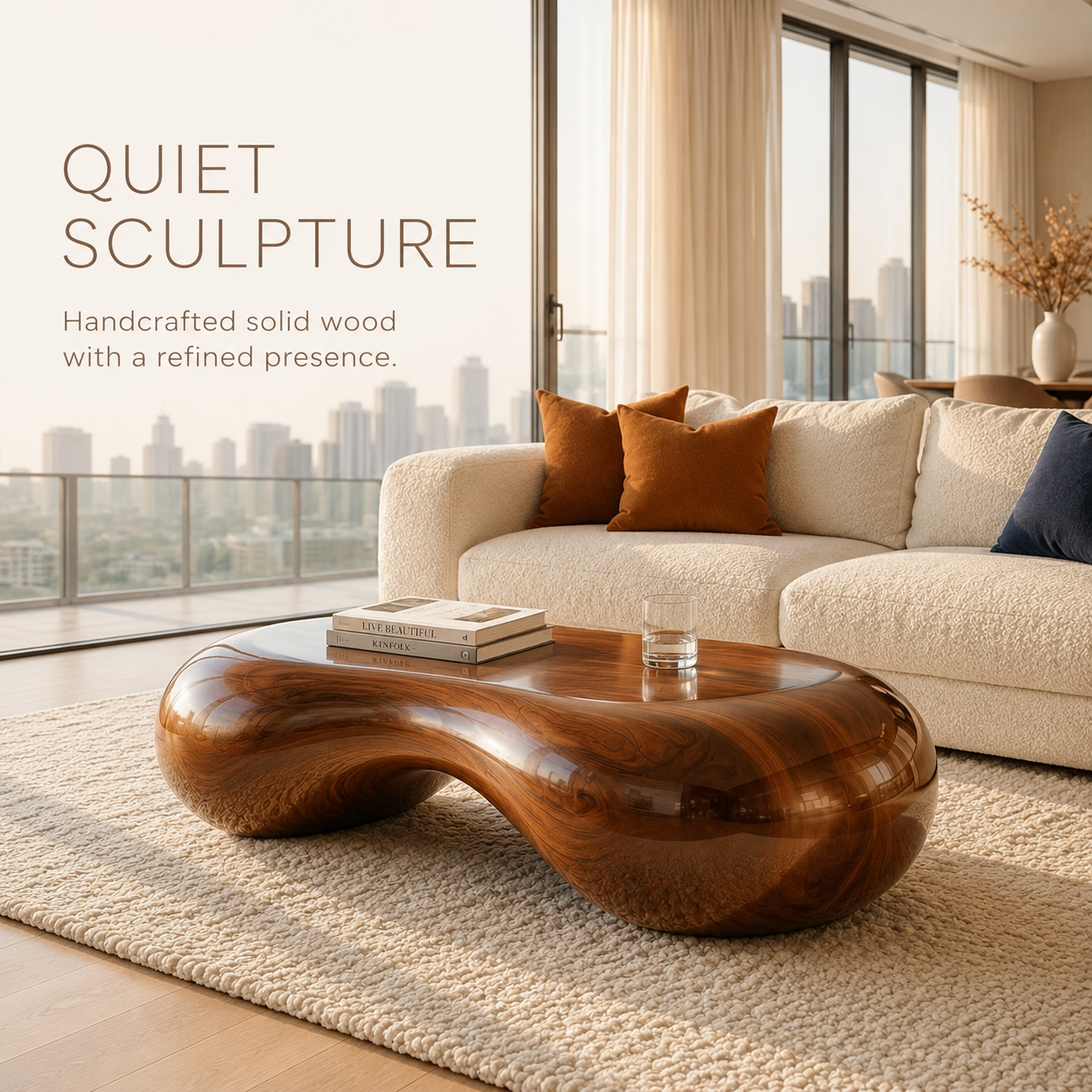 Calla Satin Walnut Coffee Table - view 1