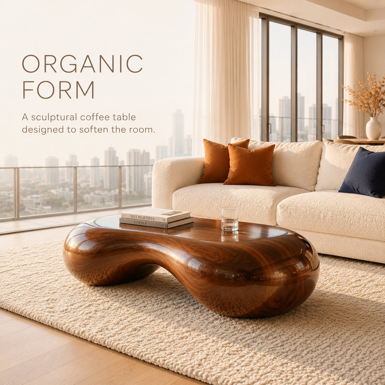 Calla Satin Walnut Coffee Table - view 4
