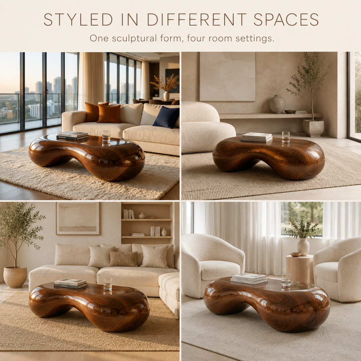 Calla Satin Walnut Coffee Table - view 9