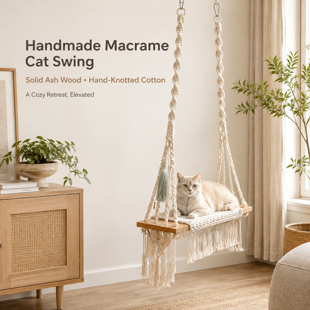 Handmade Macrame Cat Swing