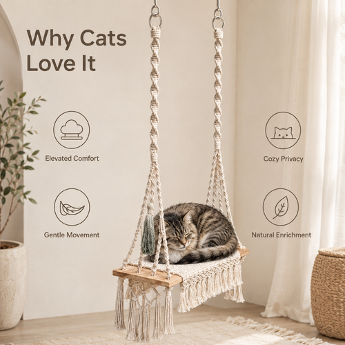 Handmade Macrame Cat Swing