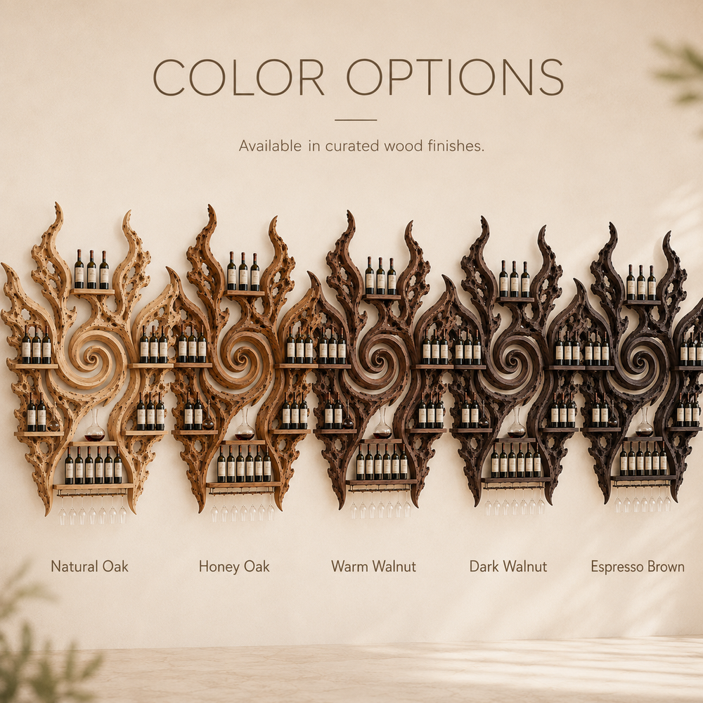 Solid Wood Wall Wine Rack with Glass Holder - Cellular Display