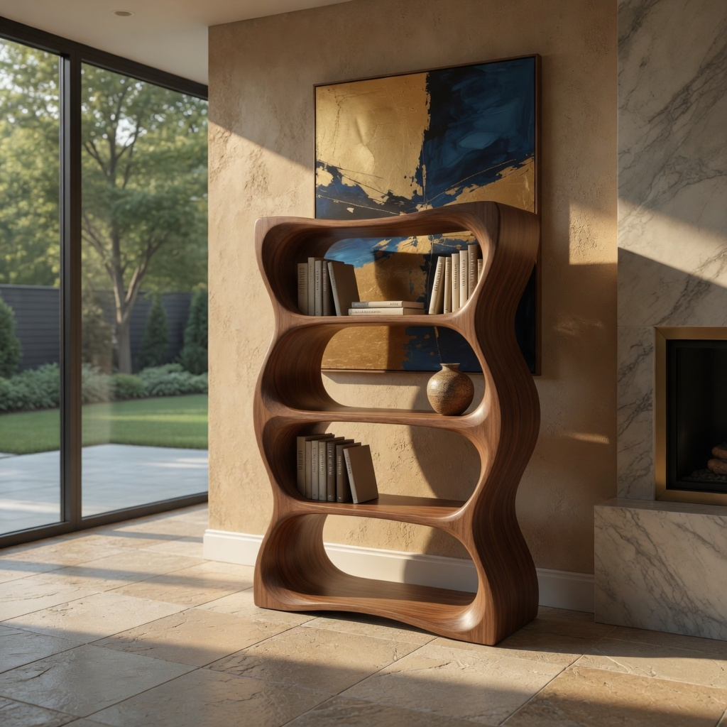 Vale Rounded Walnut Bookshelf