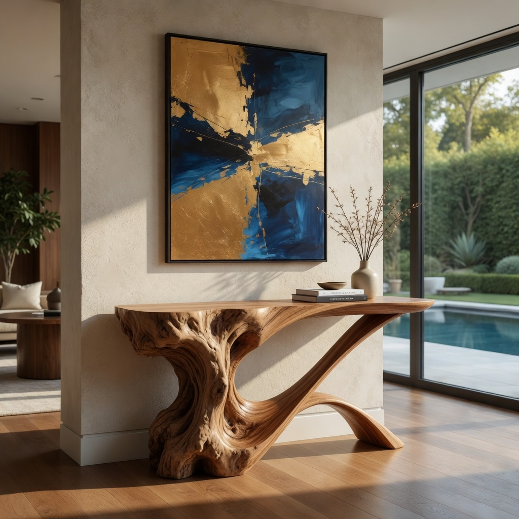 Selene Flowing Wood Console Table