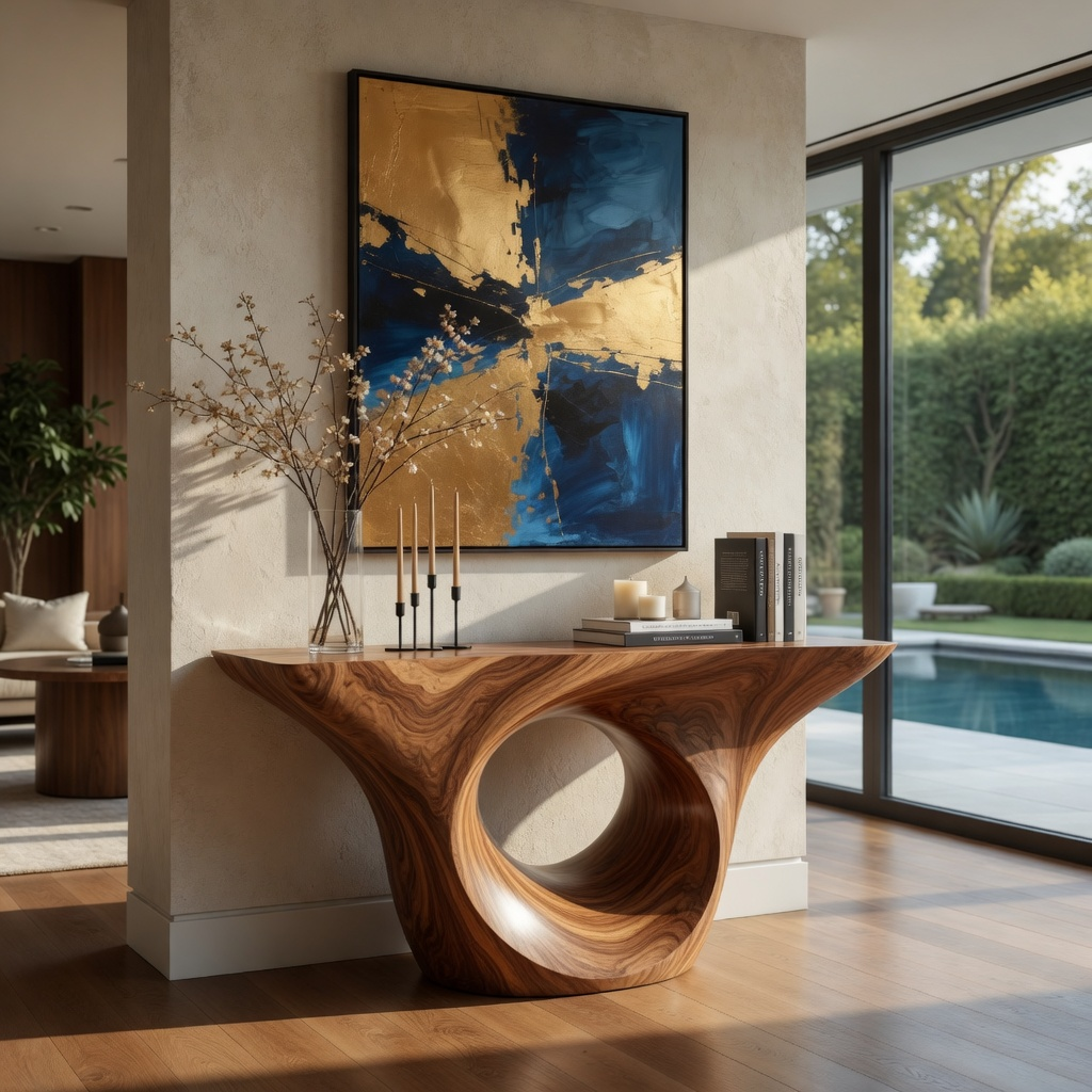 Remy Sculptural Foyer Console Table