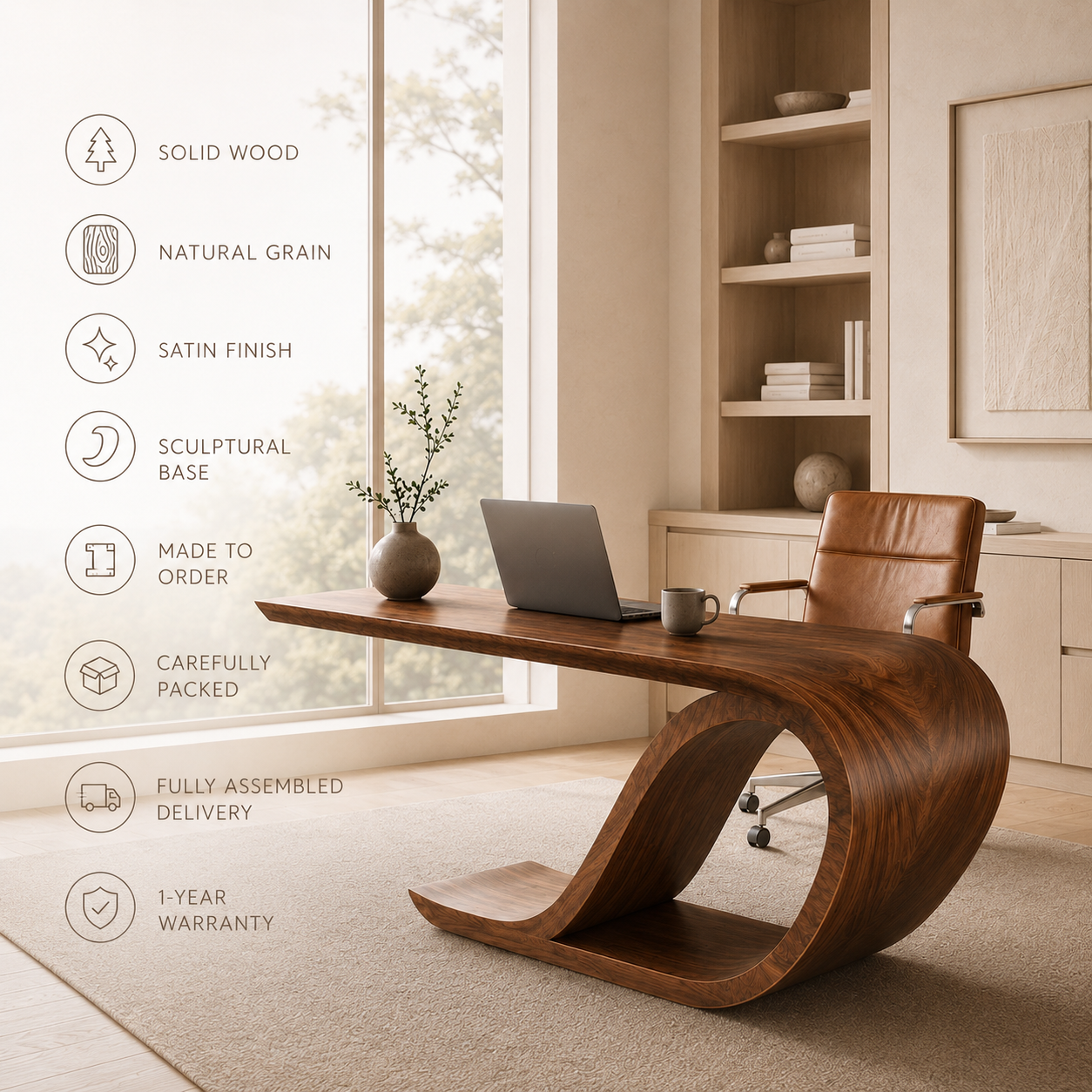 Vale Modern Solid Wood Desk - Design 043