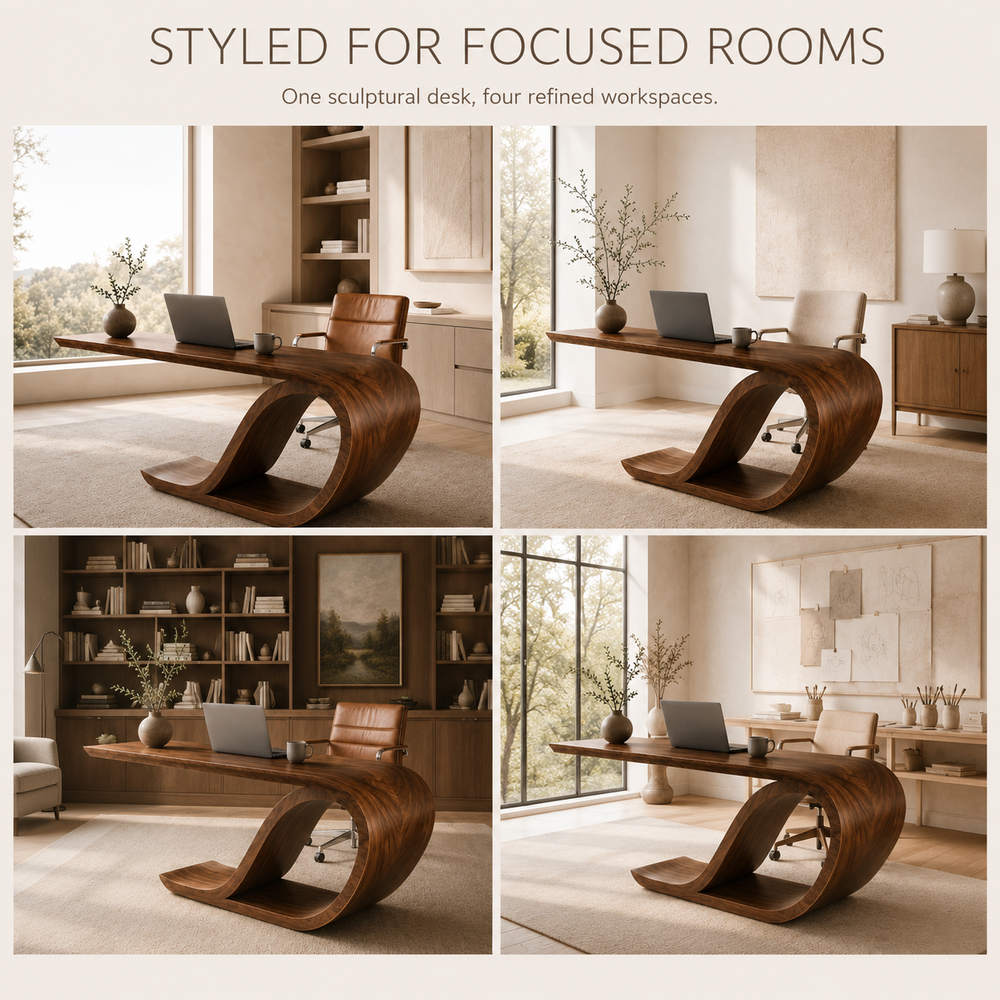 Vale Modern Solid Wood Desk - Design 043