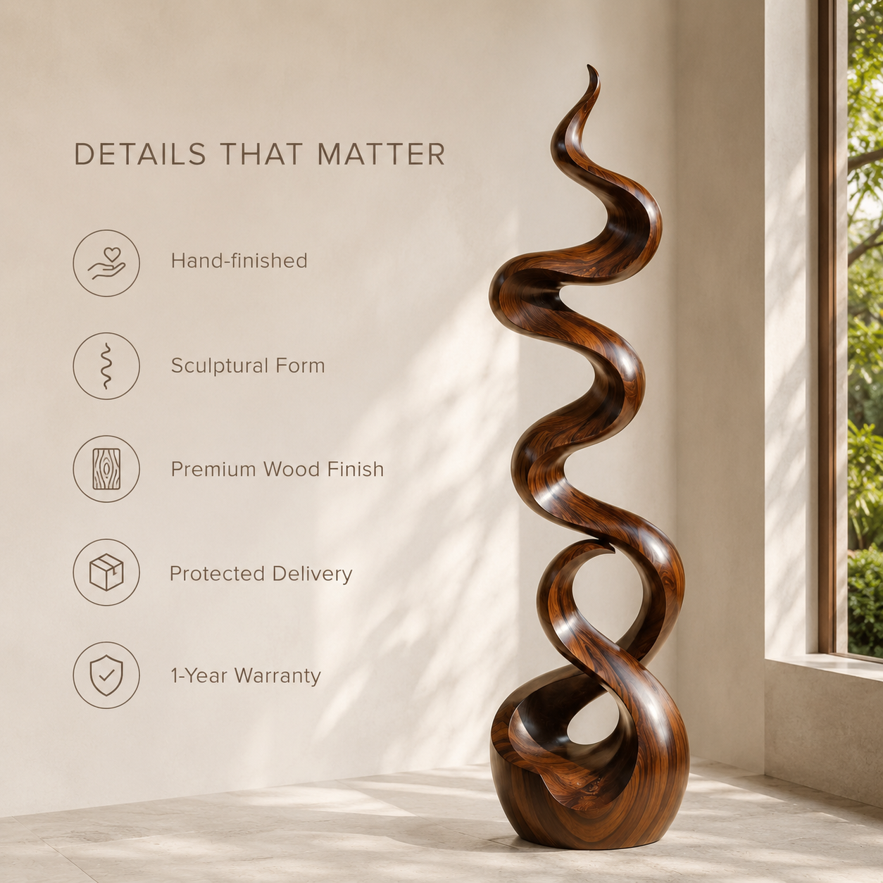 Veyra Modern Wood Sculpture - Design 006 - product image 09