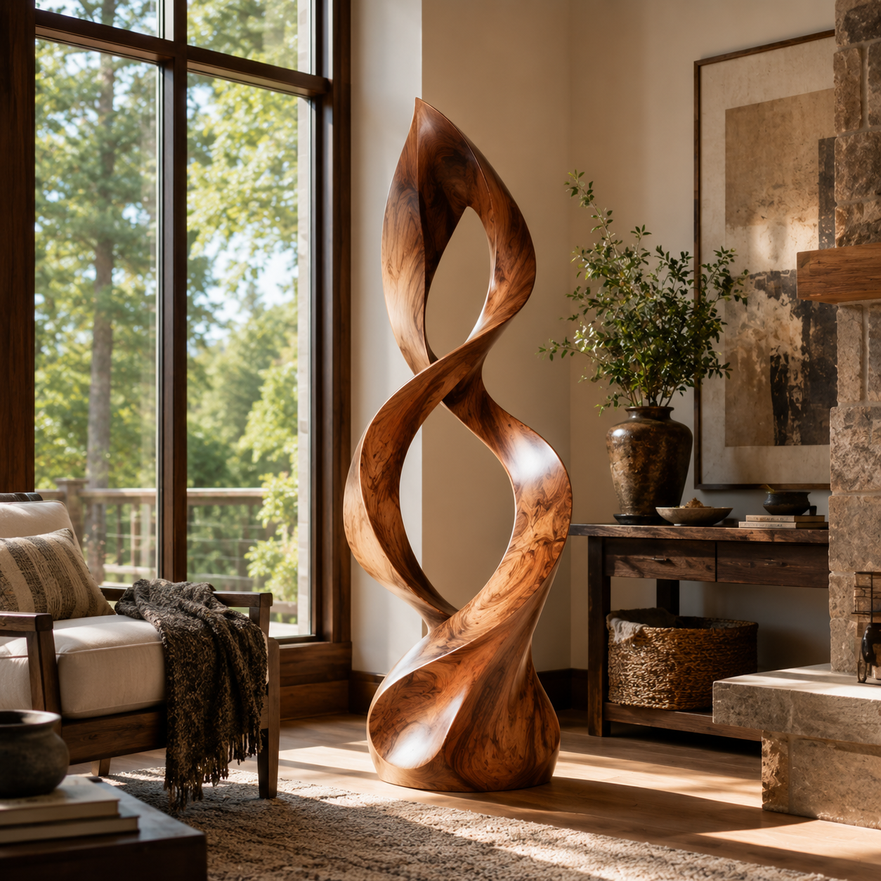 Rustic Arden Abstract Wood Sculpture - Design 024 - main view