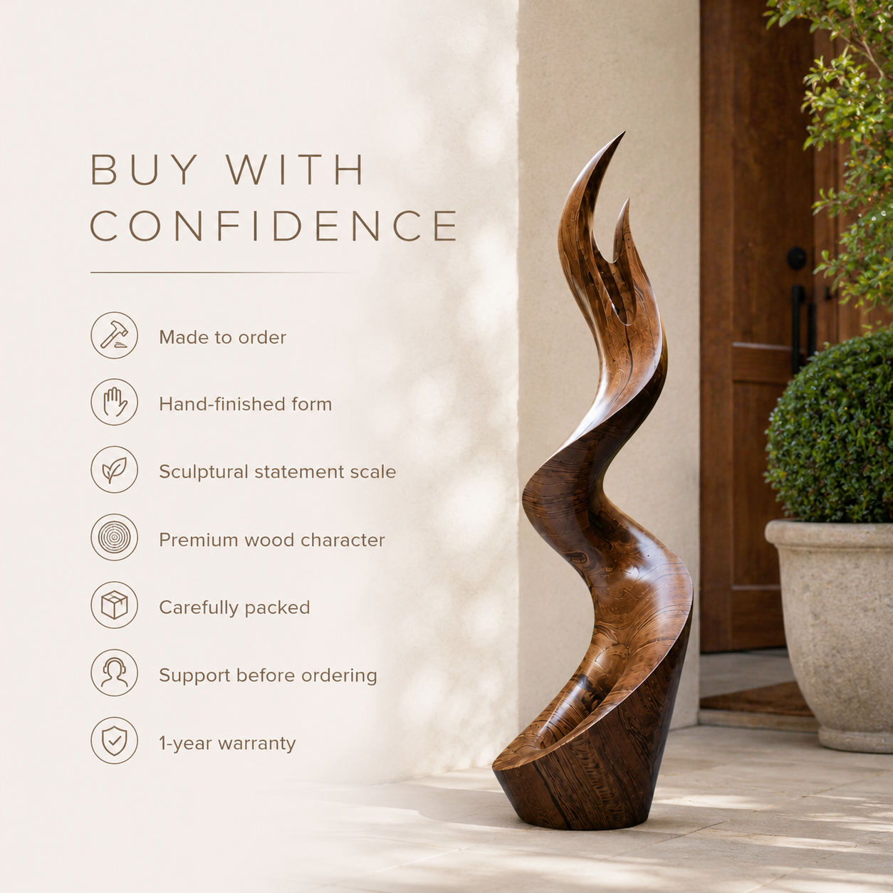 Rustic Veyra Modern Wood Sculpture - Design 029 - product image 07