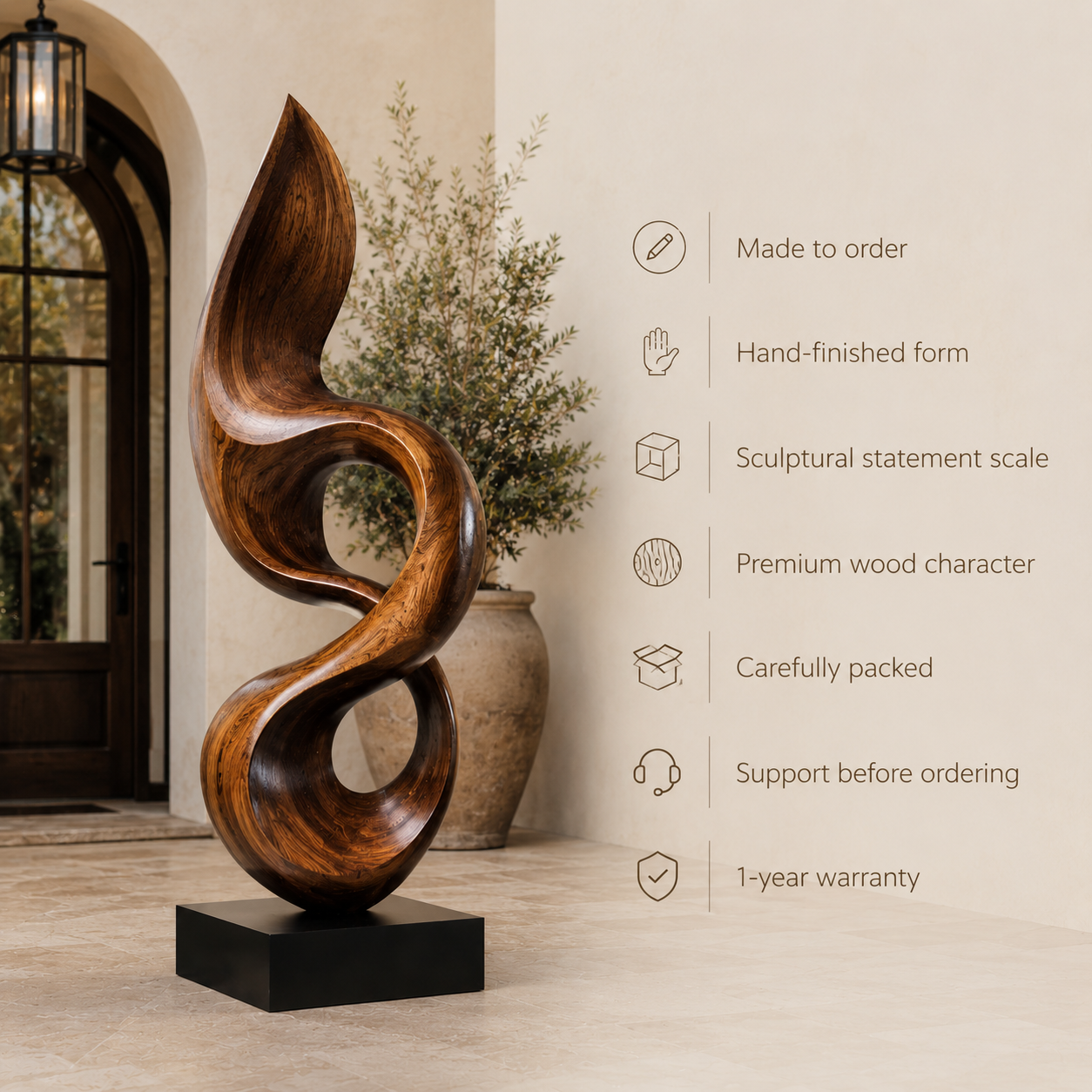 Rustic Arden Abstract Wood Sculpture - Design 044 - product image 09