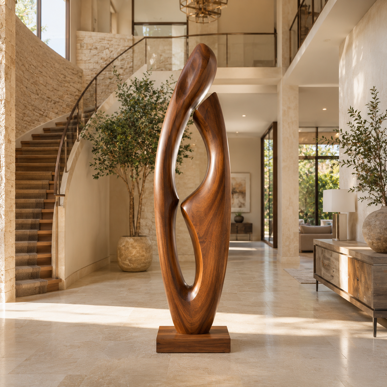 Rustic Veyra Modern Wood Sculpture - Design 049 - main view