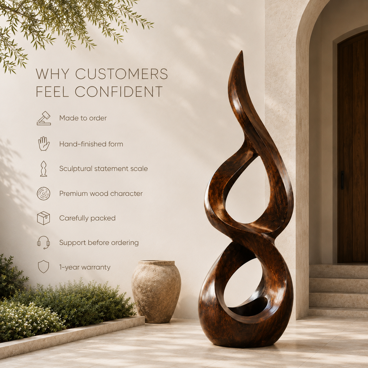 Rustic Veyra Modern Wood Sculpture - Design 059 - product image 09