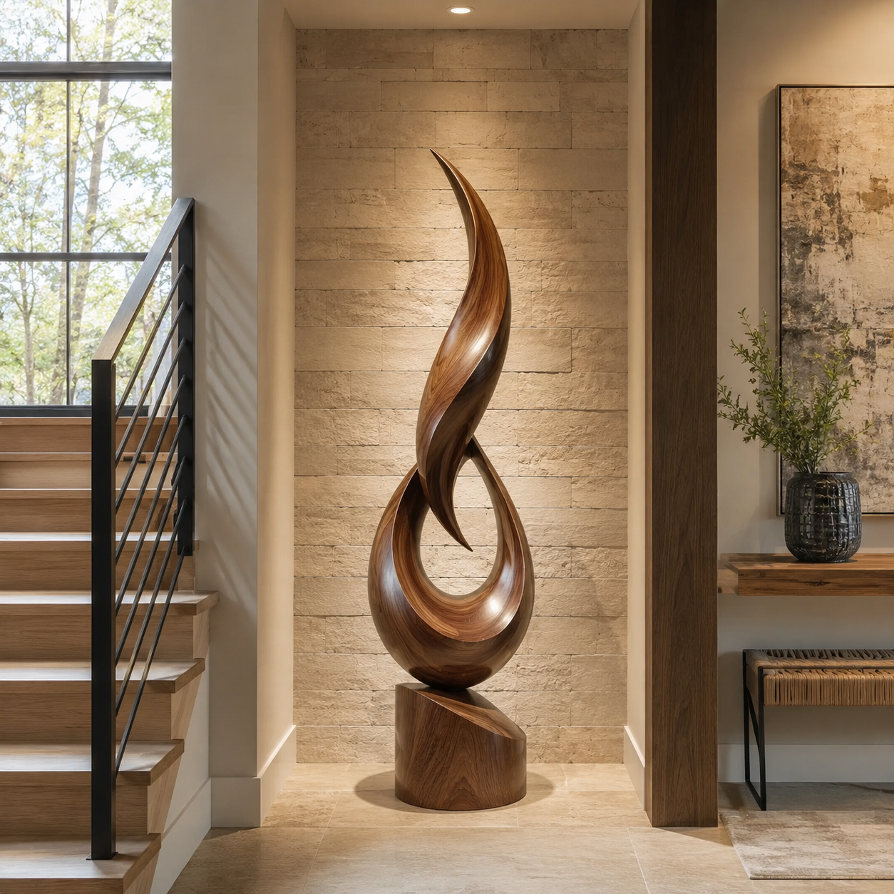 Rustic Soren Carved Abstract Sculpture - Design 067 - main view
