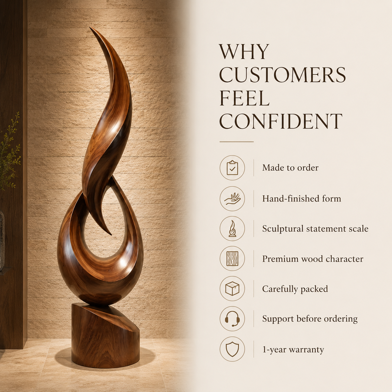 Rustic Soren Carved Abstract Sculpture - Design 067 - product image 08