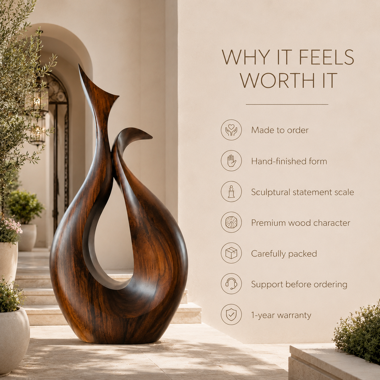 Rustic Rowan Hollow Form Sculpture - Design 072 - product image 06