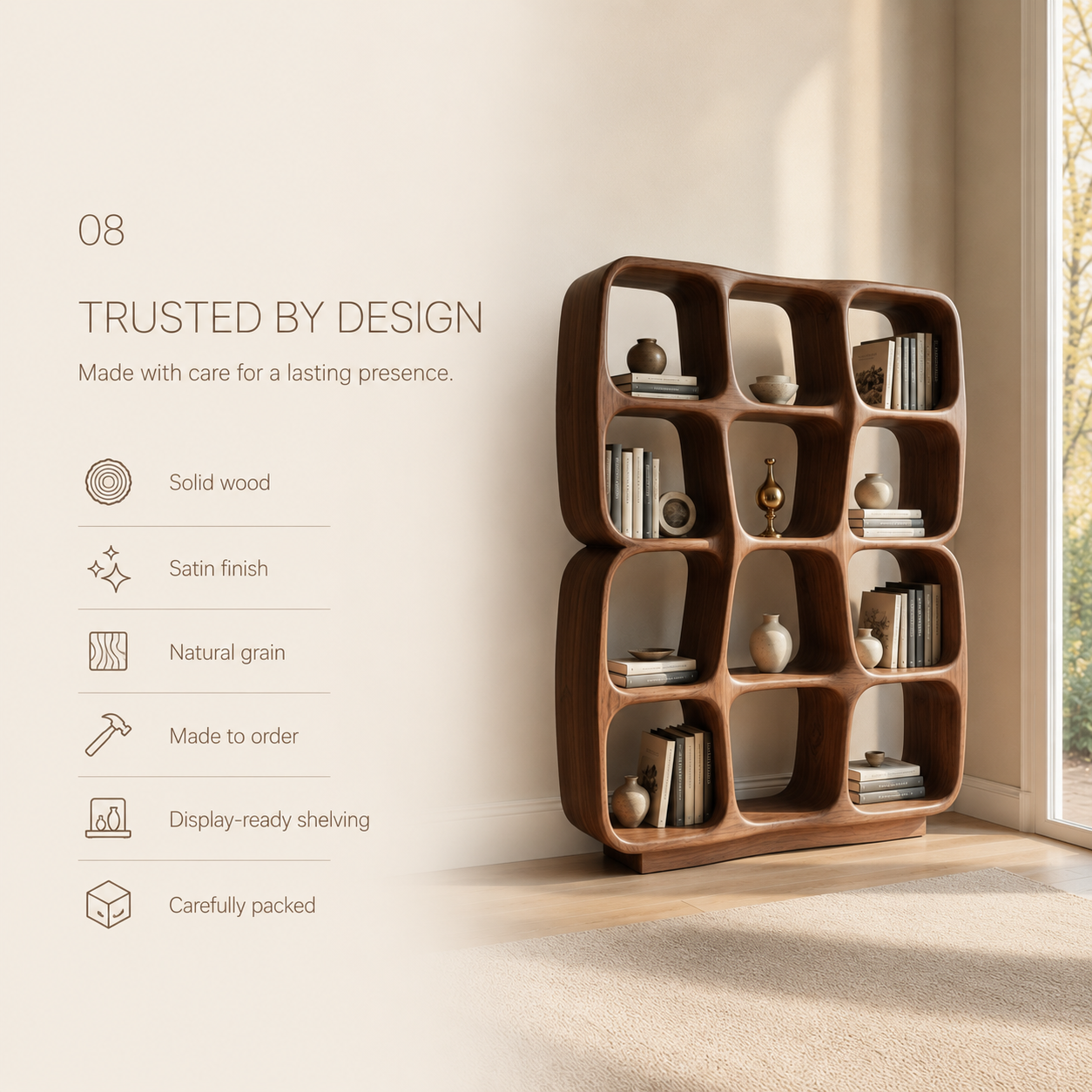 Orin Sculpted Bookcase Bookshelf - product detail 9