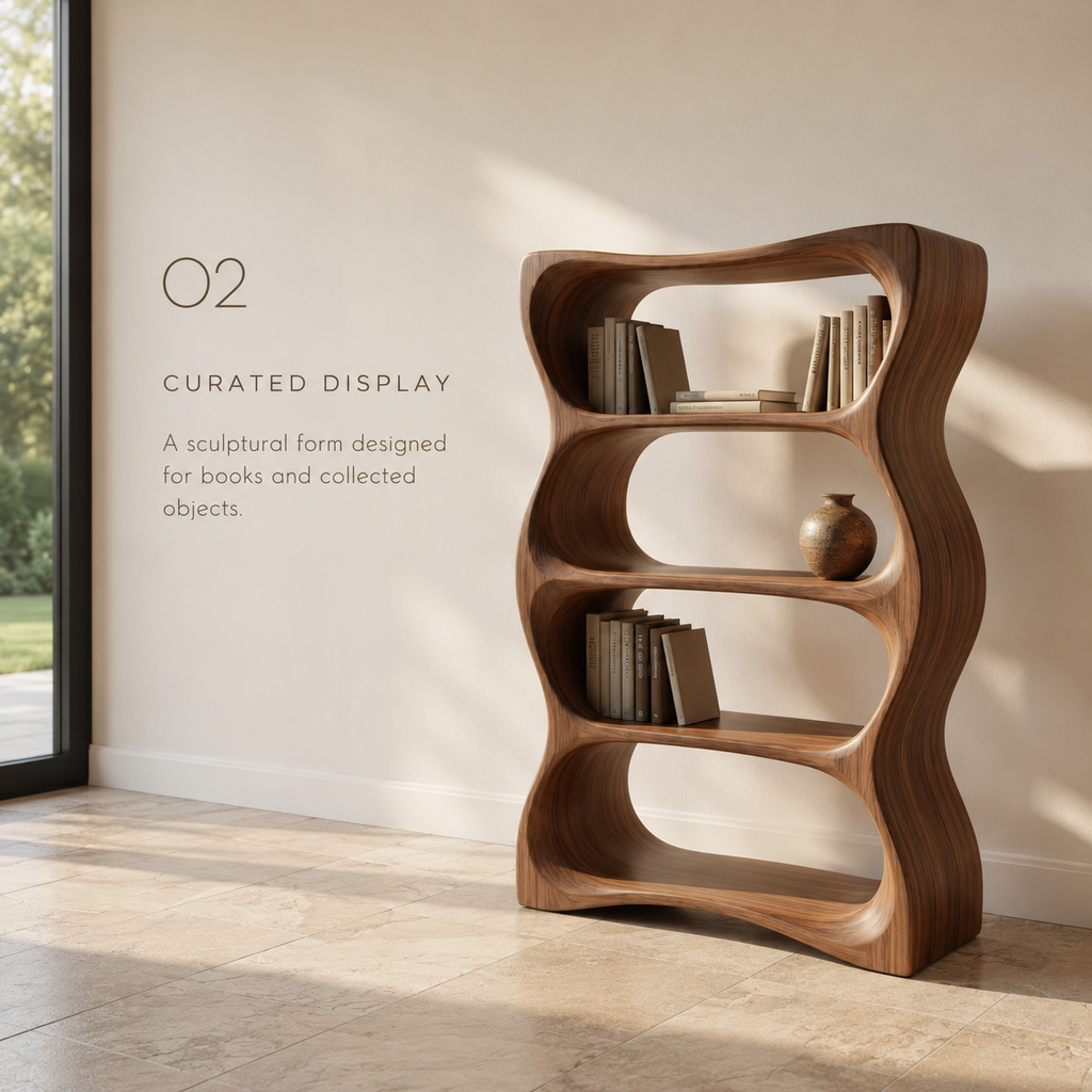 Vale Rounded Walnut Bookshelf - product detail 3