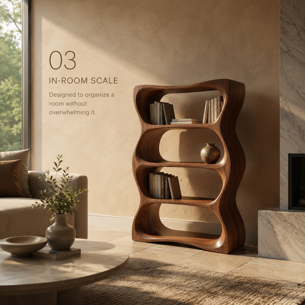 Vale Rounded Walnut Bookshelf - product detail 4