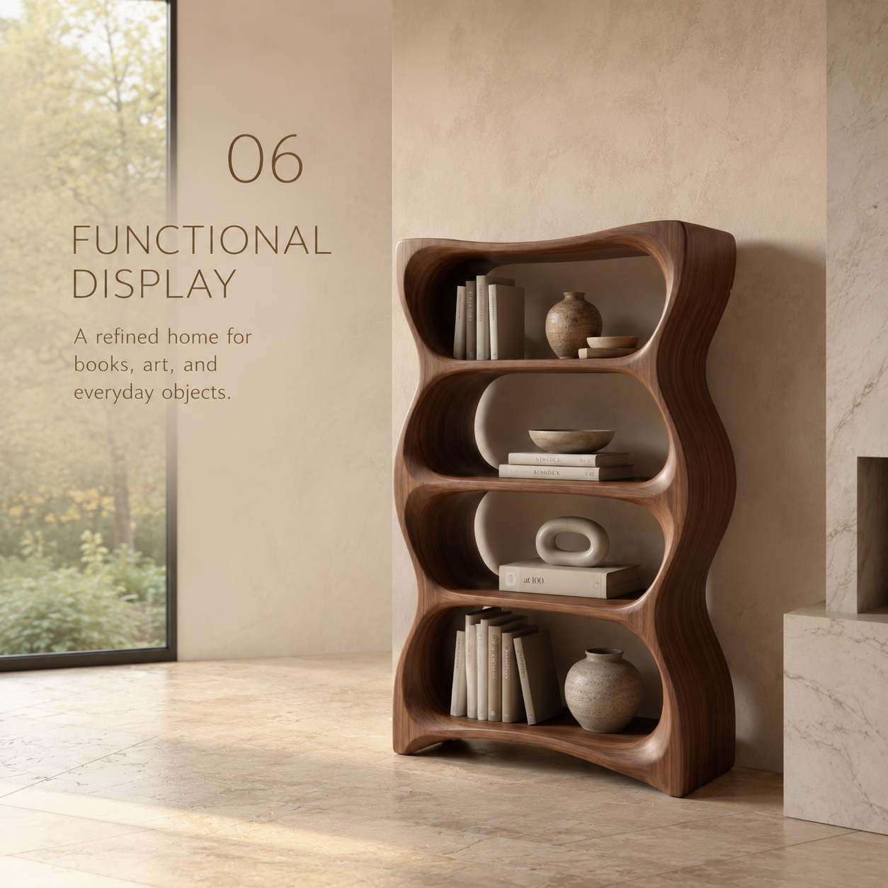 Vale Rounded Walnut Bookshelf - product detail 7