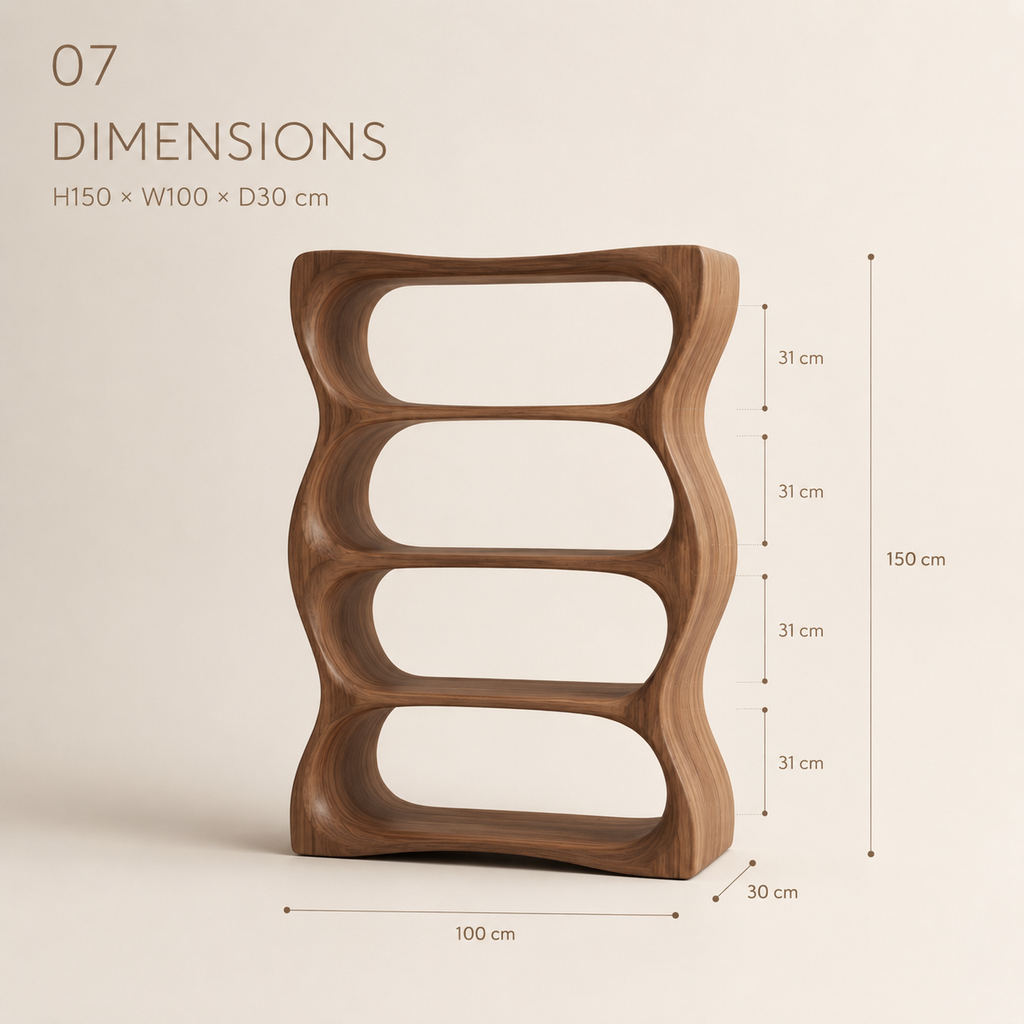 Vale Rounded Walnut Bookshelf - product detail 8