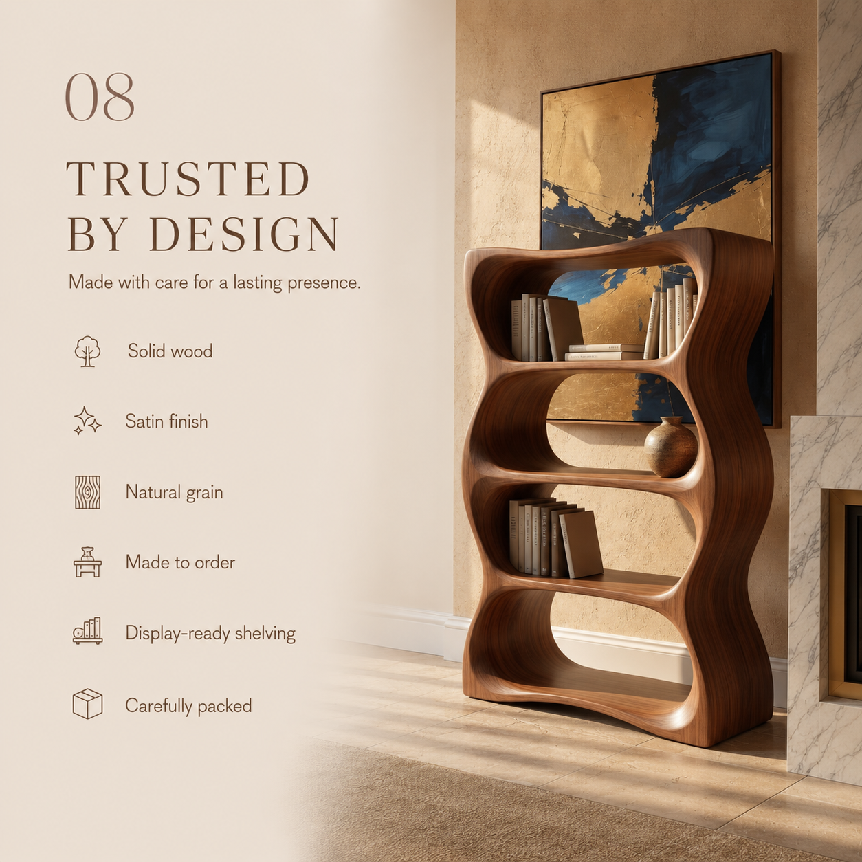 Vale Rounded Walnut Bookshelf - product detail 9
