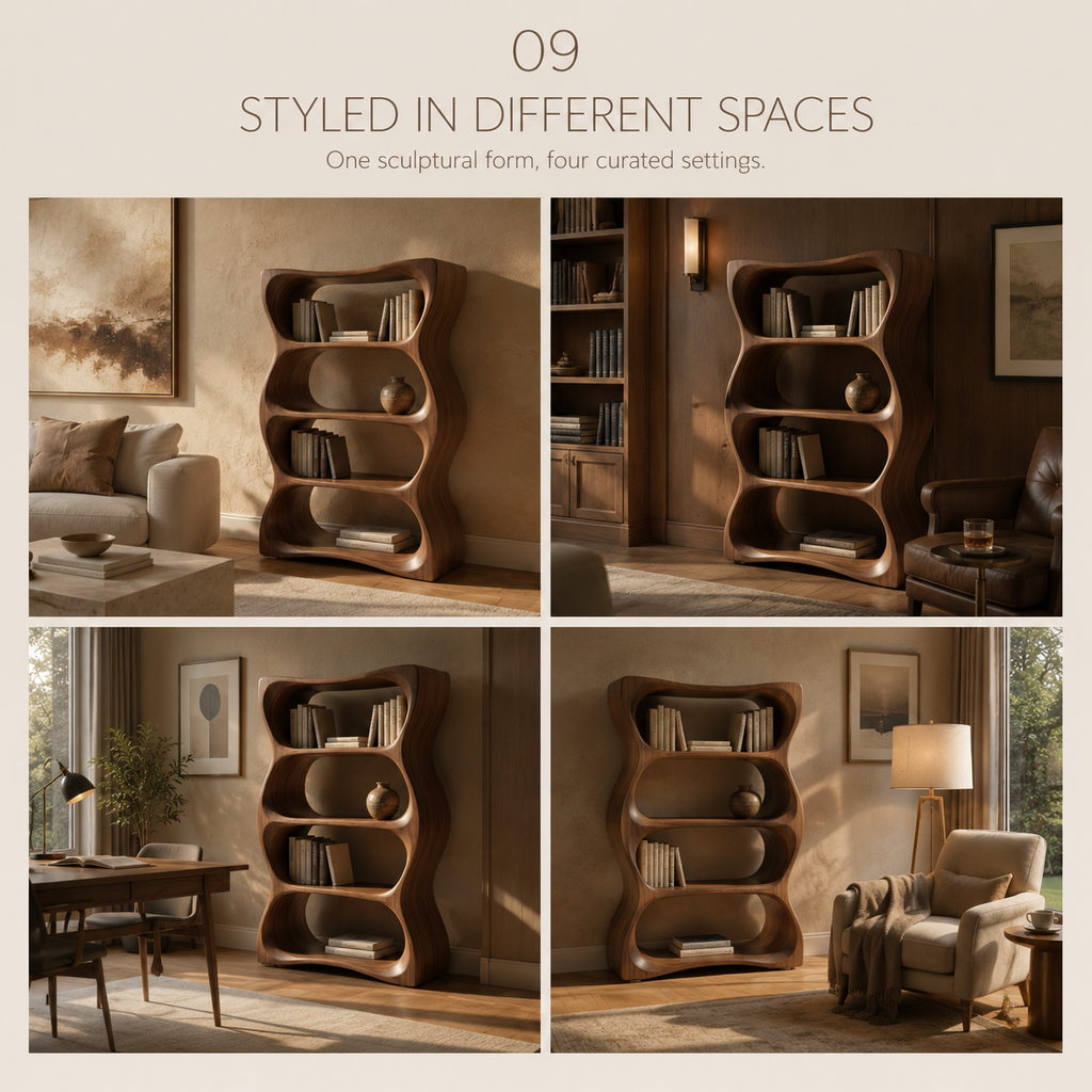 Vale Rounded Walnut Bookshelf - product detail 10