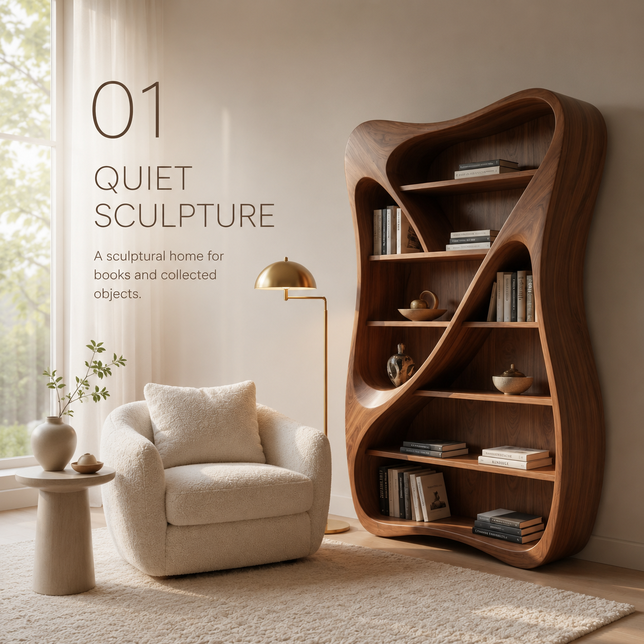 Isla Wave Display Shelf Bookshelf - product detail 1
