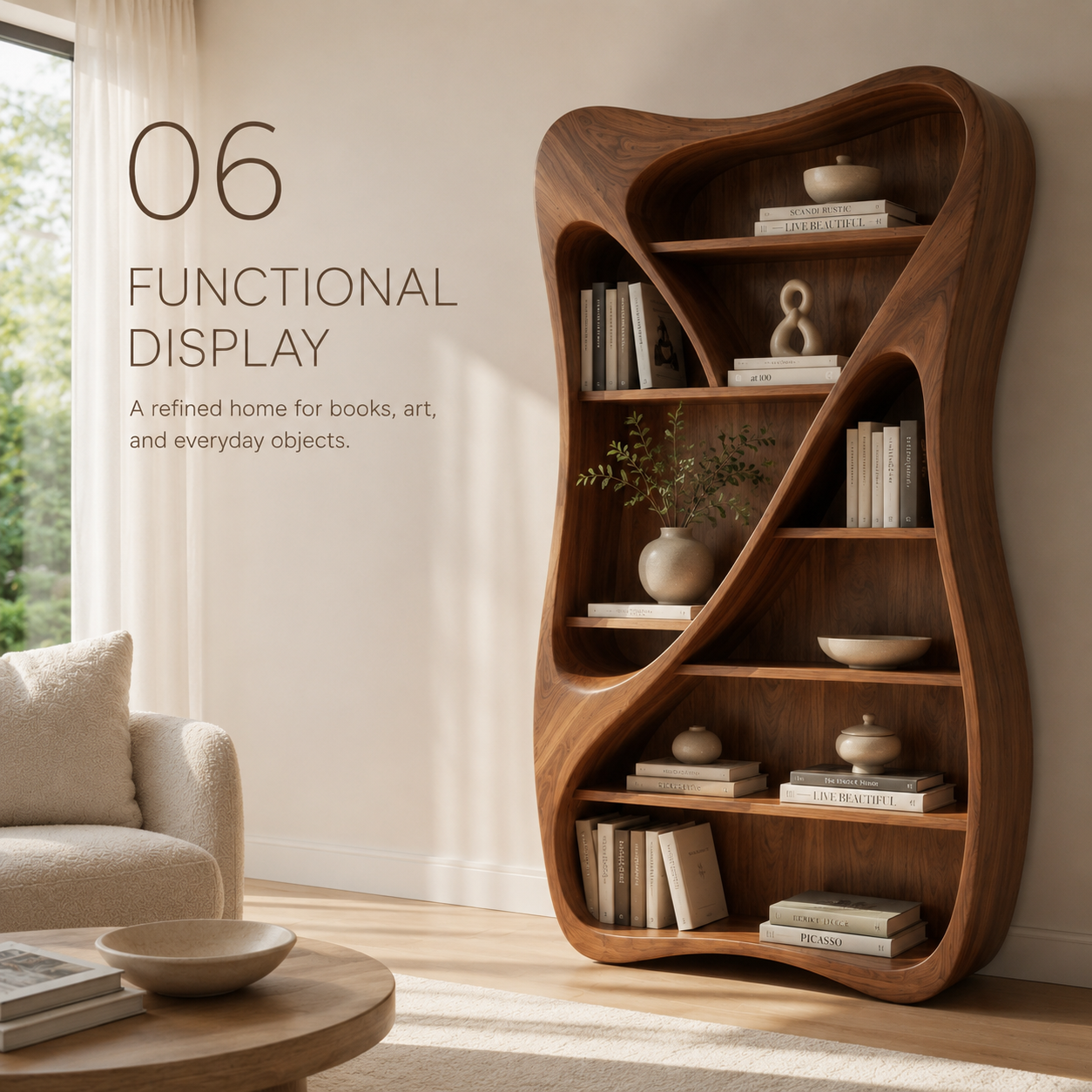 Isla Wave Display Shelf Bookshelf - product detail 6