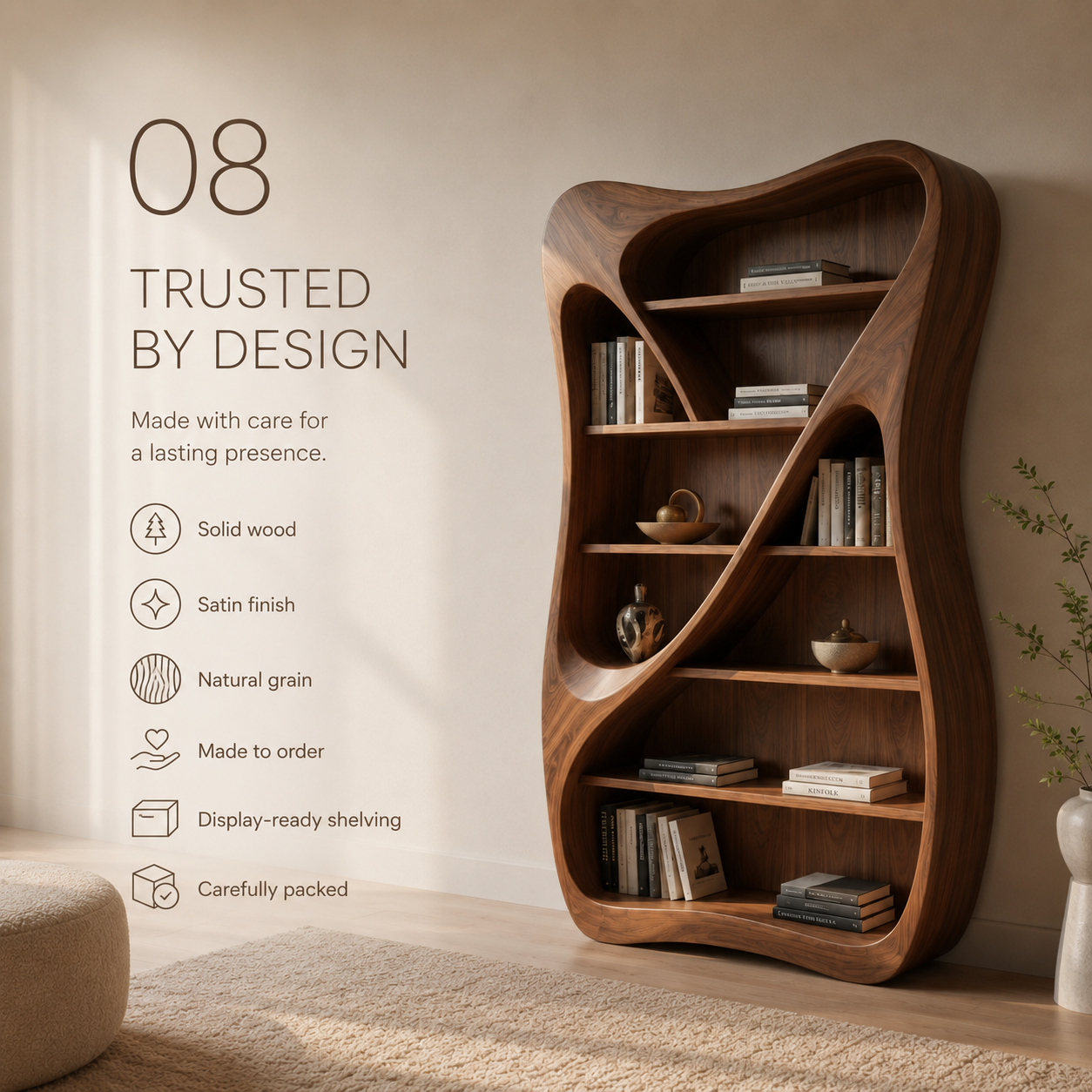 Isla Wave Display Shelf Bookshelf - product detail 9