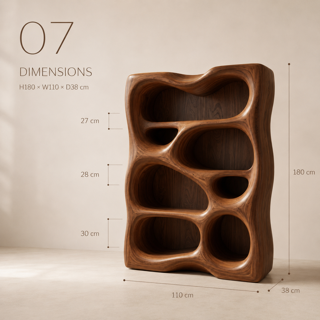 Mira Satin Wood Bookshelf - Dimensions