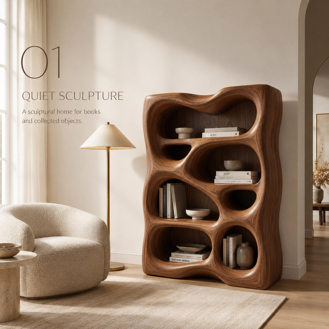 Mira Satin Wood Bookshelf - product detail 1
