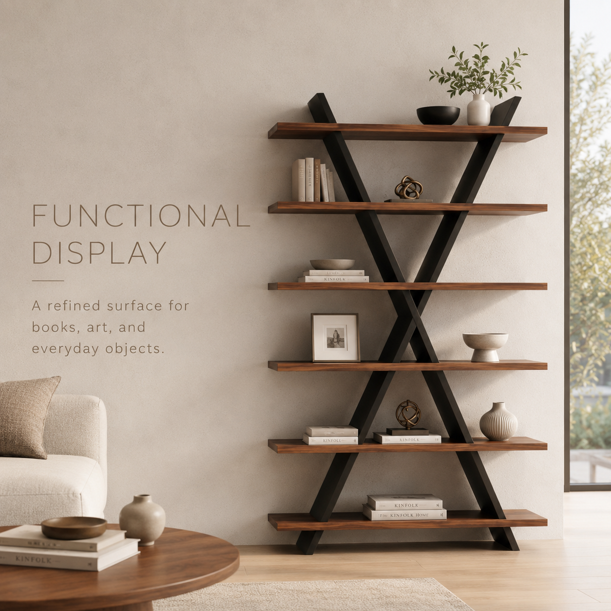 Remy Sculptural Bookcase Bookshelf - product detail 6