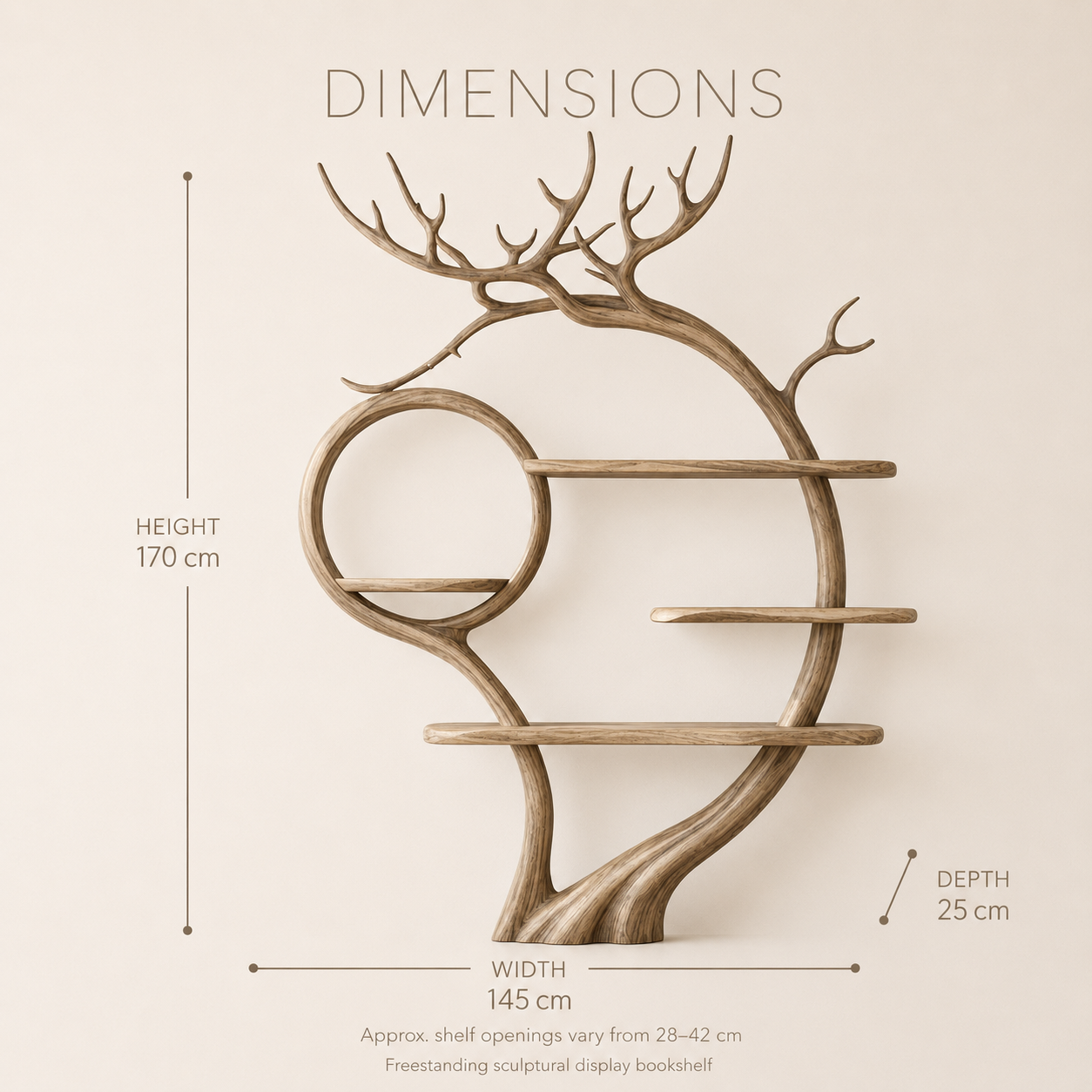 Eloise Rounded Statement Bookshelf - Dimensions