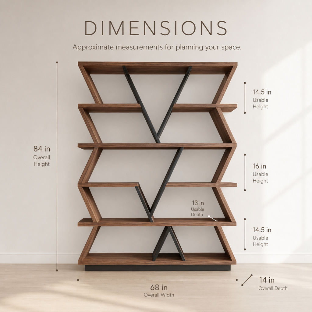 Norah Organic Gallery Bookshelf - Dimensions