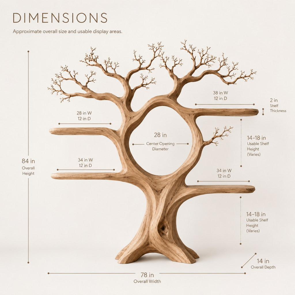 Rowan Sculpted Wall Bookshelf - Dimensions