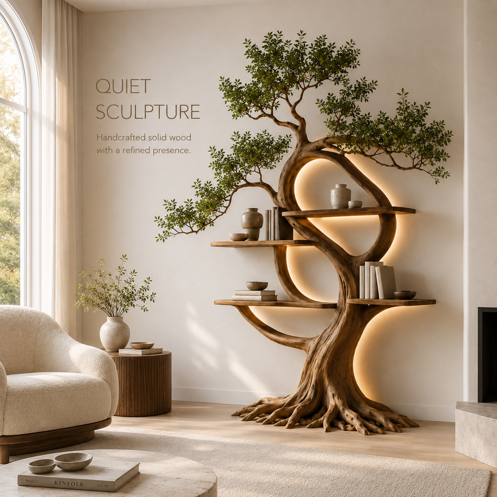 Koa Sculptural Wood Bookshelf - product image 02
