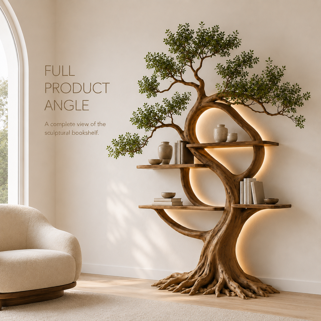 Koa Sculptural Wood Bookshelf - product image 04