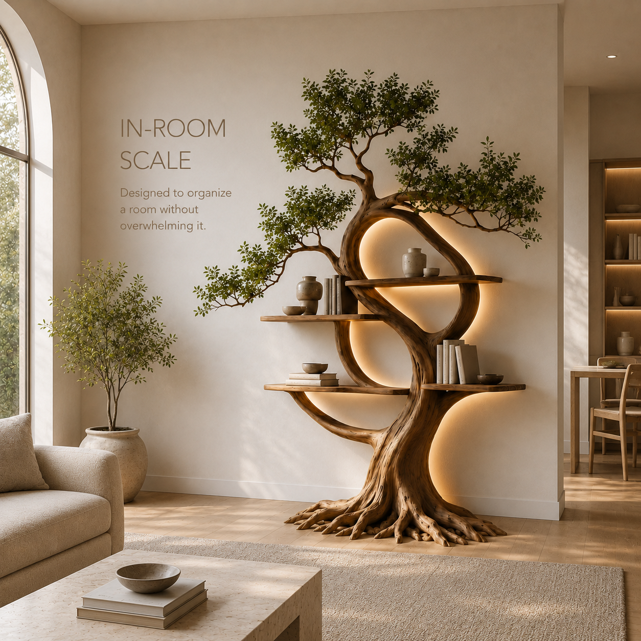 Koa Sculptural Wood Bookshelf - product image 05