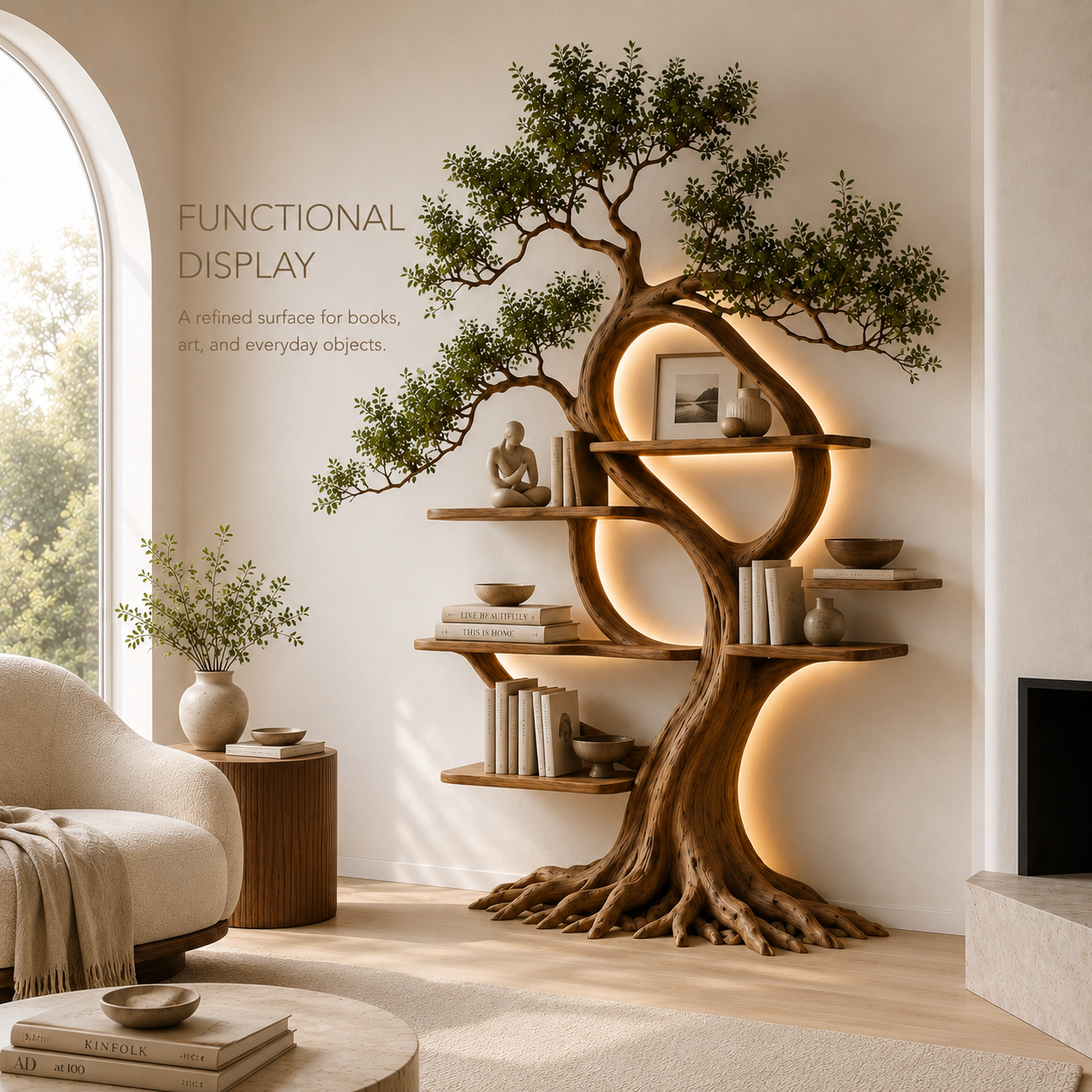 Koa Sculptural Wood Bookshelf - product image 08