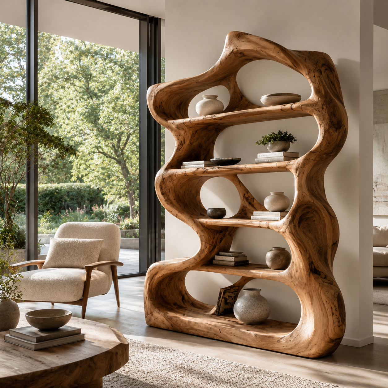 Aurelle Sculptural Bookshelf - main view