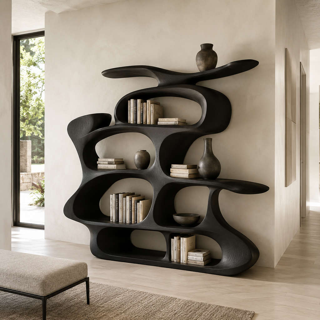 Alden Curved Wood Bookshelf - main view
